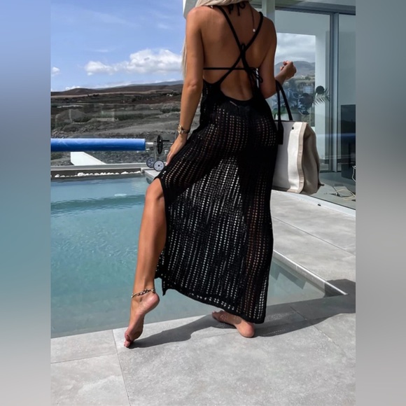 Openwork Slit Cutout Wide Strap Dress - Picture 11 of 16